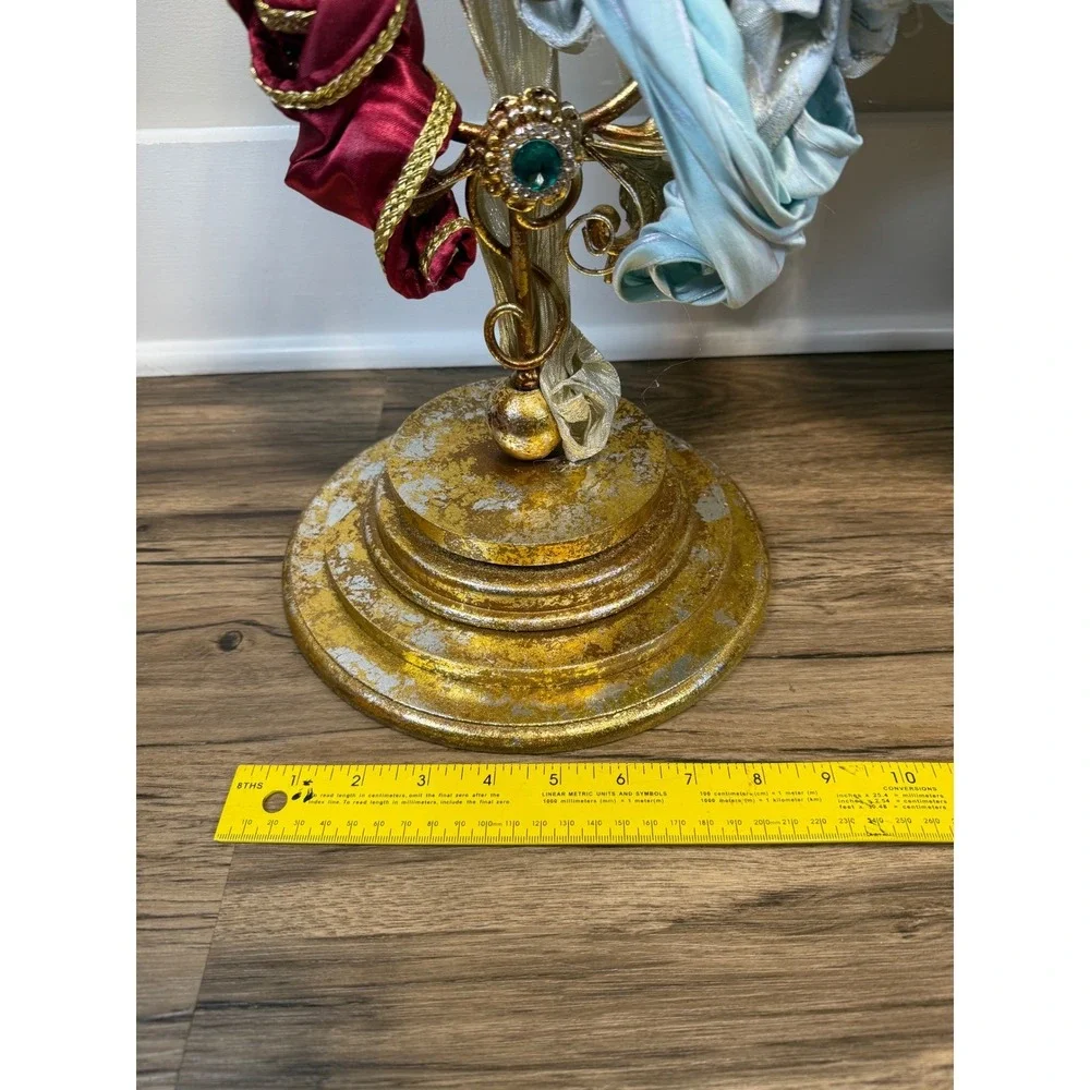 Mark Roberts Angel Candle Holders 2 Large 26in Gold Burgundy Jeweled 2023 Collec